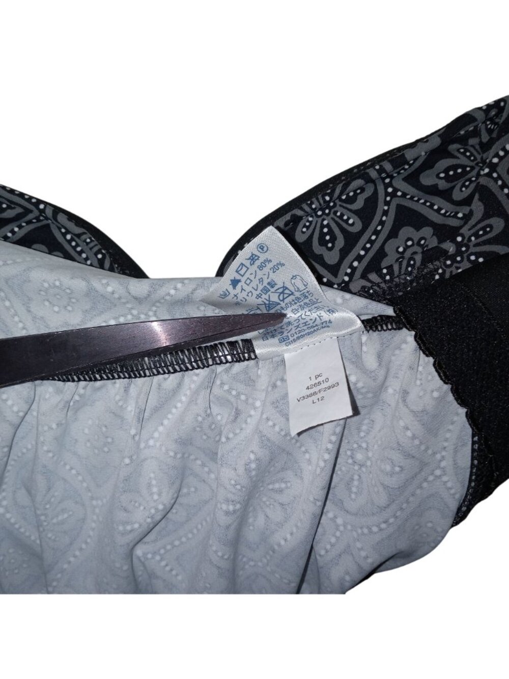 Lands End Black White Geometric Print Halter Tankini Size18 Top Swimsuit Womens - Picture 10 of 10